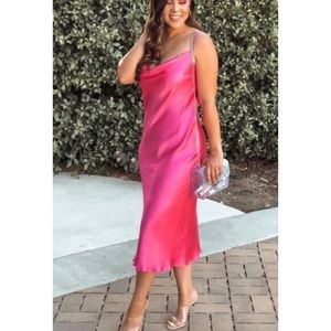 ZARA Hot Pink Midi Dress XS